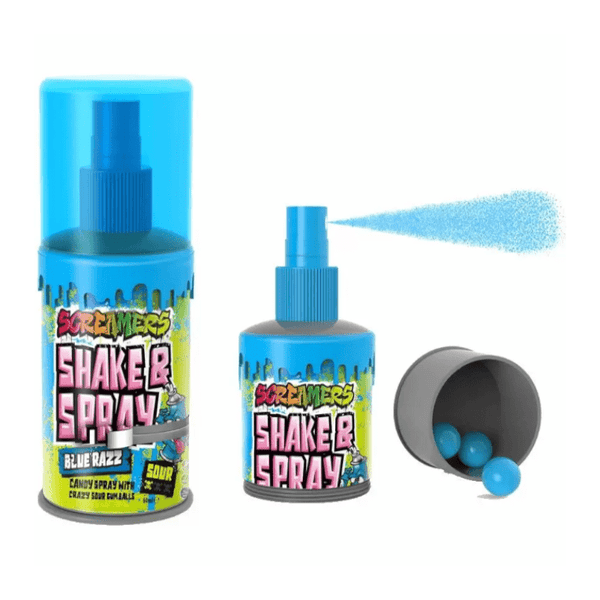 SCREAMERS SHAKE & SPRAY BLUE RAZZ